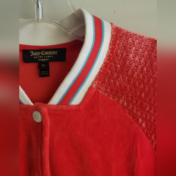 Juicy Couture Velour Track Jacket Black Label Size XS Red Y2K - Picture 5 of 9
